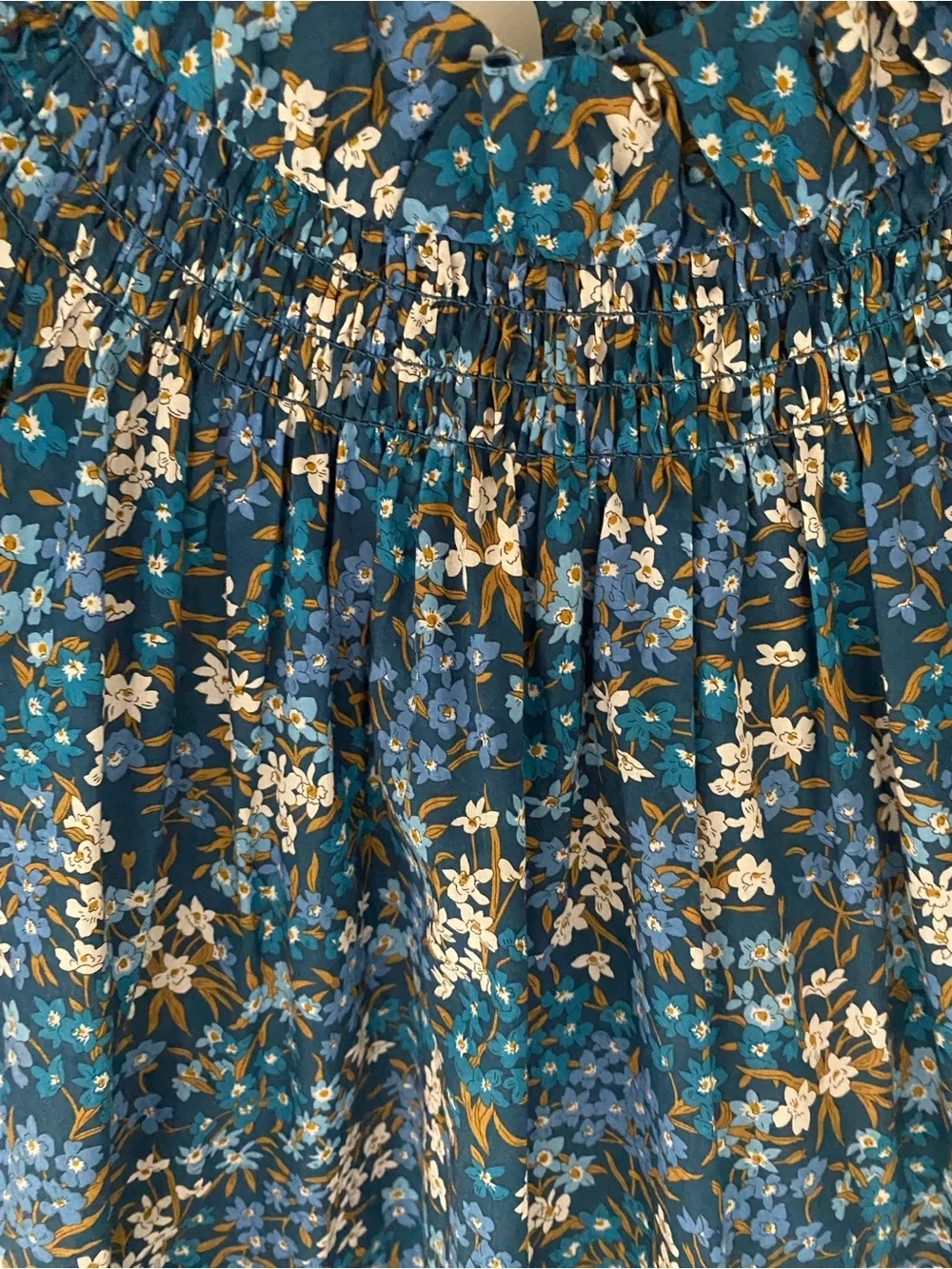 J. Crew Blue Floral Puff-Sleeve Tunic